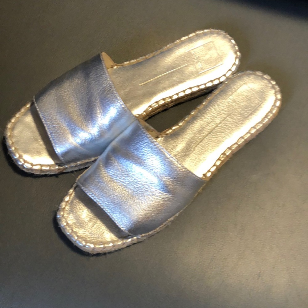 Silver Leather Flat - image 1